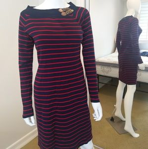 Red and Blue striped dress with buckles
